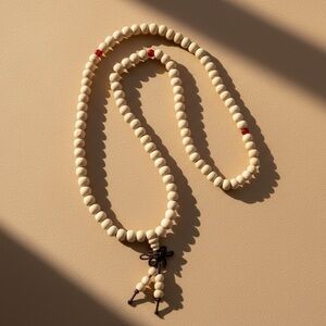 Ivory Path Studio Series 108 Bead Wood Mala Stretch Necklace Wrap Bracelet